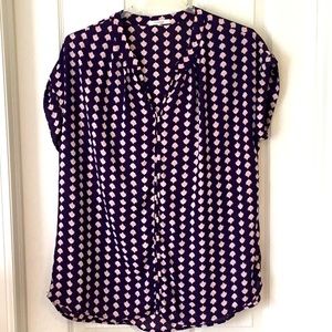 Navy & Pink Pleione Blouse (Anthropologie)— Size L